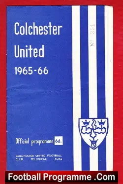 Colchester United v Doncaster Rovers 1966 - football programme