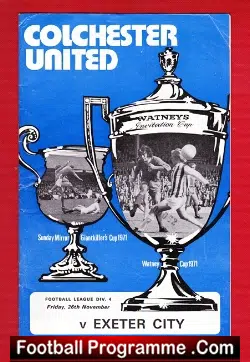 Colchester United v Exeter City 1971 - football programme