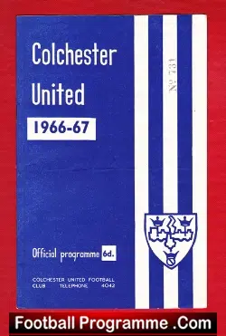 Colchester United v Grimsby Town 1966 - football programme