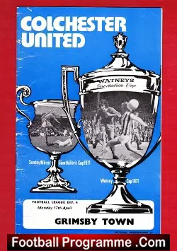 Colchester United v Grimsby Town 1972 - football programme
