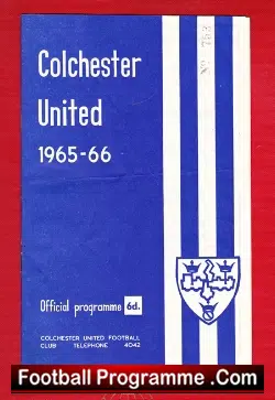 Colchester United v Hartlepool United 1965 - football programme