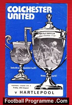 Colchester United v Hartlepool United 1971 - football programme