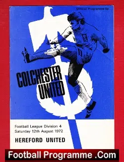 Colchester United v Hereford United 1972 - football programme