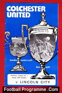 Colchester United v Lincoln City 1971 - football programme