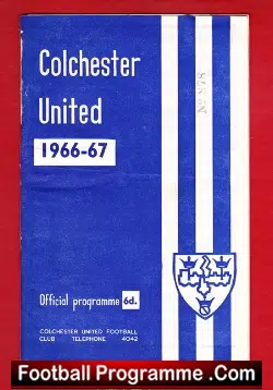 Colchester United v Oxford United 1967 - football programme
