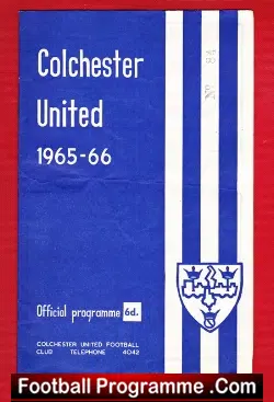 Colchester United v Port Vale 1966 - football programme