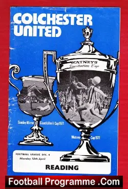 Colchester United v Reading 1972 - football programme
