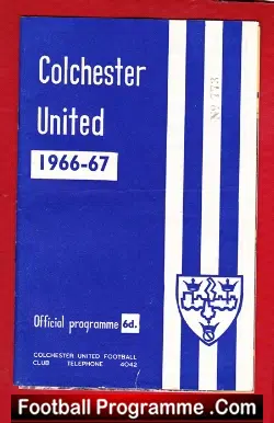 Colchester United v Scunthorpe United 1967 - football programme