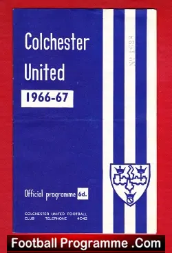 Colchester United v Shrewsbury Town 1966 - football programme