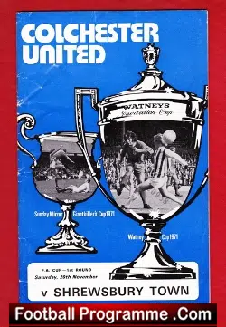 Colchester United v Shrewsbury Town 1971 - FA Cup - football programme