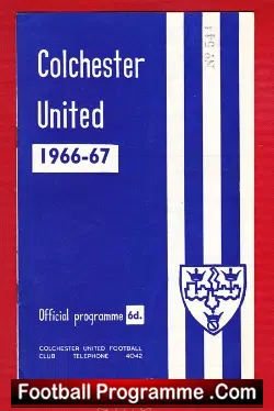 Colchester United v Swansea Town 1967 - football programme