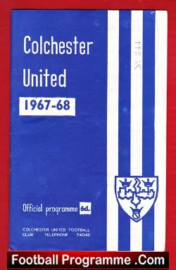 Colchester United v Tranmere Rovers 1968 - football programme