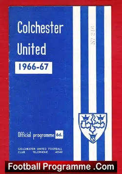 Colchester United v Walsall 1967 - football programme