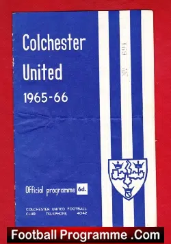 Colchester United v Wrexham 1966 - football programme