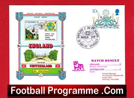 England v Switzerland 1971 – FDC + 1980