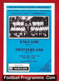 England v Switzerland 1989 – Schoolboys Match at Leeds United