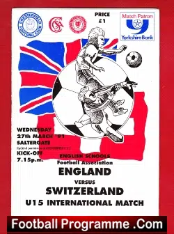England v Switzerland 1991 – Schoolboys Match at Chesterfield