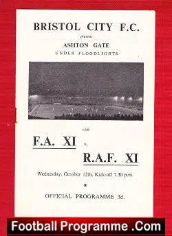 FA XI v The RAF 1955 – Football Match at Ashton Gate