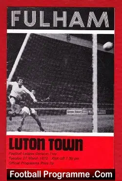 Fulham v Luton Town 1973 - football programme