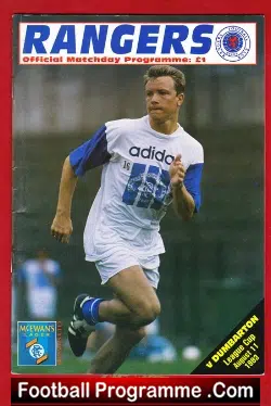 Glasgow Rangers v Dumbarton 1993 - football programme