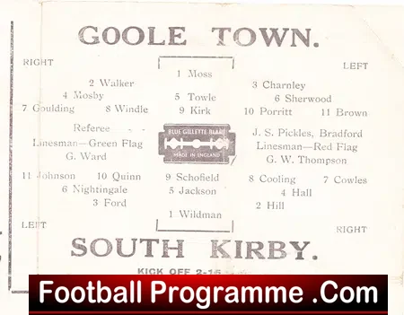 Goole Town v South Kirby 1948 – Yorkshire League 1940s