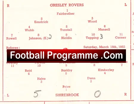 Gresley Rovers v Shirebrook 1952