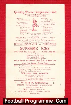 Gresley Rovers v Sutton Town 1953 - football programme