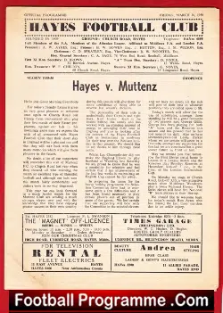 Hayes v Muttenz 1956 – Switzerland Swiss Football Team