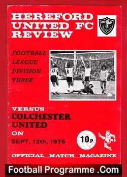 Hereford United v Colchester United 1975 - football programme