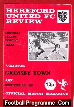 Hereford United v Grimsby Town 1975 - football programme