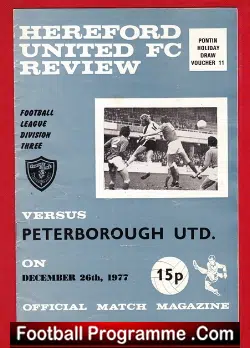 Hereford United v Peterborough United 1977 - football programme