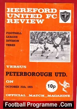 Hereford United v Peterborough United 1975 - football programme