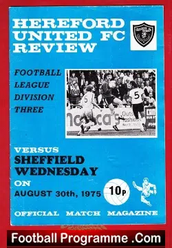 Hereford United v Sheffield Wednesday 1975 - football programme