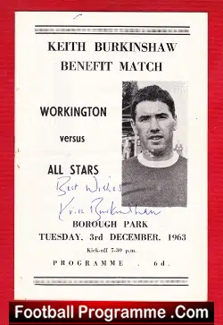 Keith Burkinshaw Testimonial Benefit Workington 1963 Signed - football programme