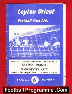 Leyton Orient v Manchester City 1964 - football programme