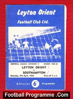 Leyton Orient v Southampton 1966 - football programme