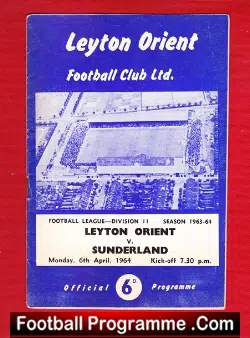 Leyton Orient v Sunderland 1964 - football programme