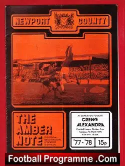 Newport County v Crewe Alexandra 1978 - football programme