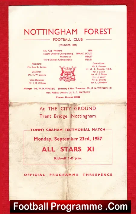 Nottingham Forest v All Stars 1957 – Bill Shankly