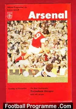 Pat Rice Testimonial Benefit Match Arsenal 1977 - Signed - football programme