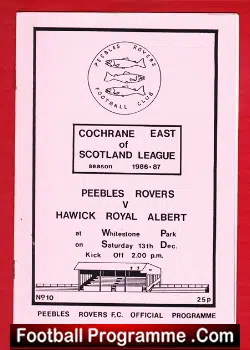 Peebles Rovers v Hawick Royal Albert 1986 - Scotland - football programme