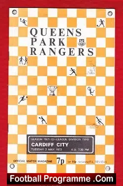 Queens Park Rangers v Cardiff City 1972 - football programme