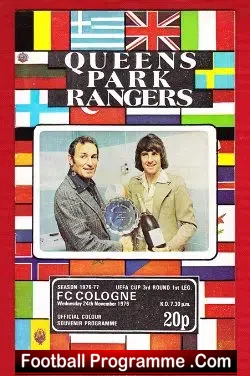 Queens Park Rangers v FC Cologne 1976 - UEFA Cup - football programme