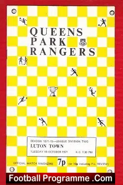 Queens Park Rangers v Luton Town 1971 - football programme