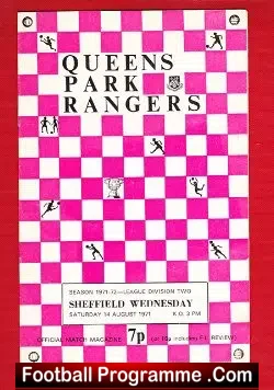 Queens Park Rangers v Sheffield Wednesday 1971 - football programme