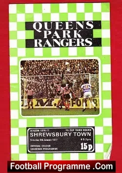Queens Park Rangers v Shrewsbury Town 1977 - football programme