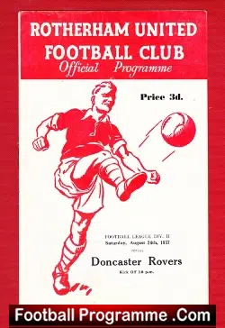 Rotherham United v Doncaster Rovers 1957 - football programme