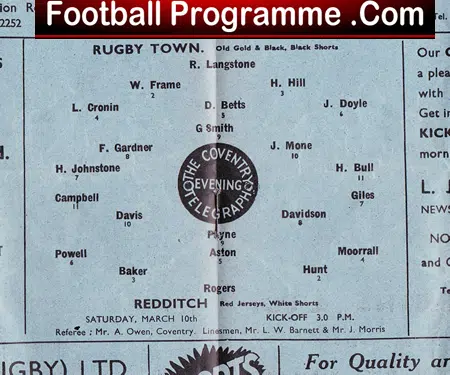 Rugby Town v Redditch United 1951