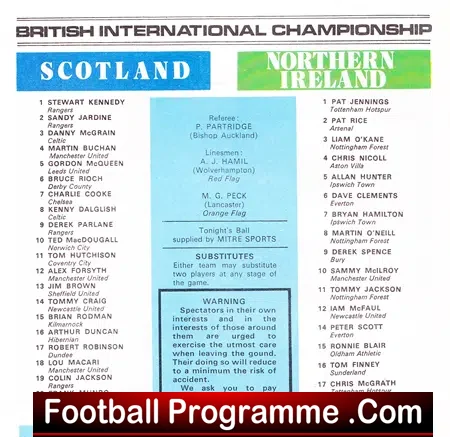 Scotland v Northern Ireland 1975 – Hampden Park – Glasgow