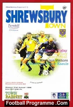Shrewsbury Town v Barnet 1998 - football programme